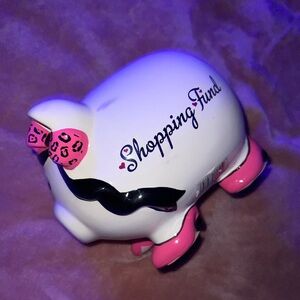 Pink and White Shopping Fund Piggy Bank
